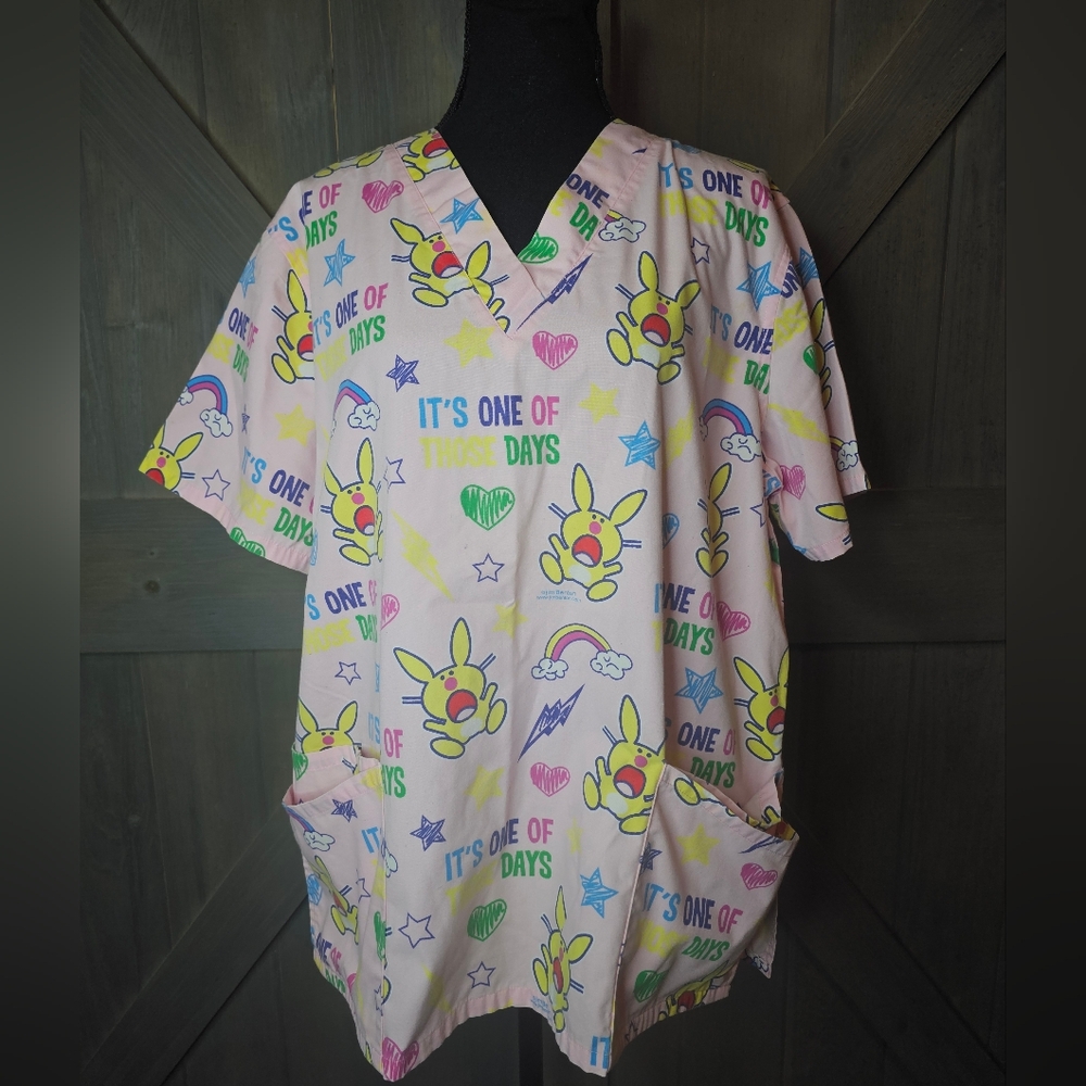 Happy Bunny Jim Benton Scrub Top sz Large